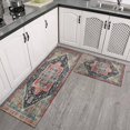thumbnail image 3 of Bohemian Brown Ethnic Rug Kitchen Rugs and Mats Sets Of 2,Kitchen Decoration Rugs,Rubber Backing Non-Slip Floor Mat for Sink Washable Waterproof Laundry Room Runner Rugs, 3 of 7