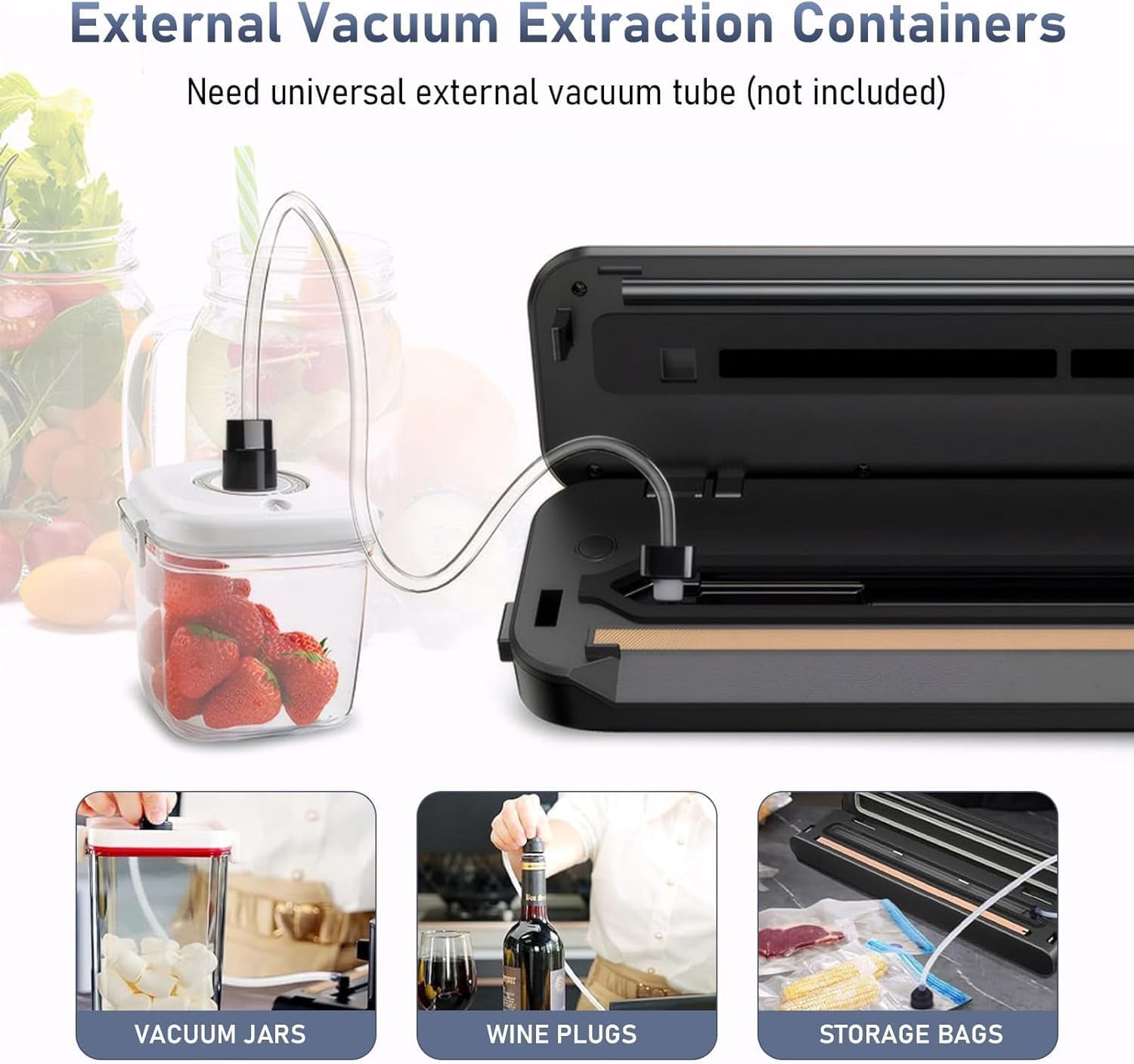 Vacuum Sealer Machine,High-Speed Continuous Working Suction Powe Sealer with 10 Airtight Bags and Accessory Hose for Save and Storage