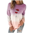 thumbnail image 2 of Pntutb Mujeres Moda O-cuello Navidad Mangas largas tops Blusa Gradiente Sudadera Pntutb Pntutb-2421, 2 of 8