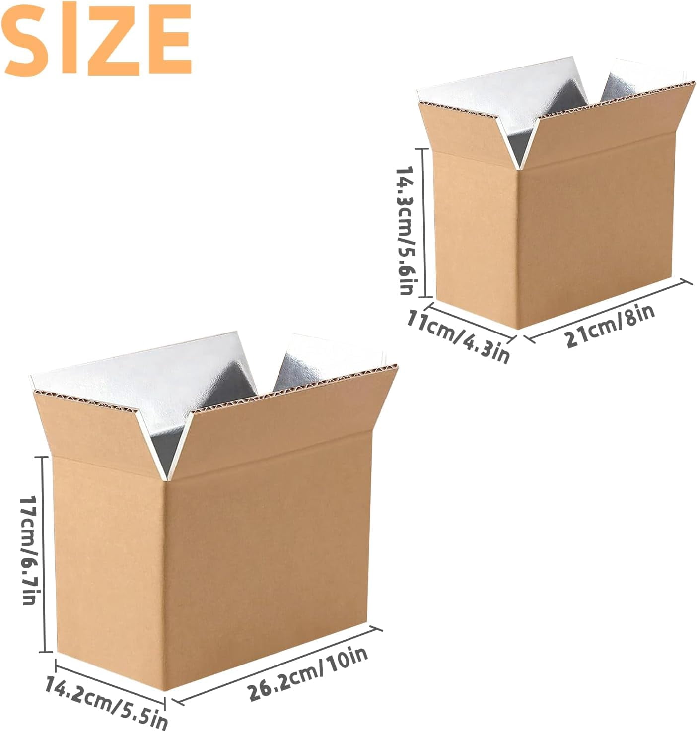 4 PCS Double Insulated Shipping Boxes with Aluminum Foil Liner, Hot & Frozen Food Delivery Box Insulated Carton for Packing Moving Shipping Mailing 10x5.5x6.7 Inch & 8x4.3x5.6 Inch