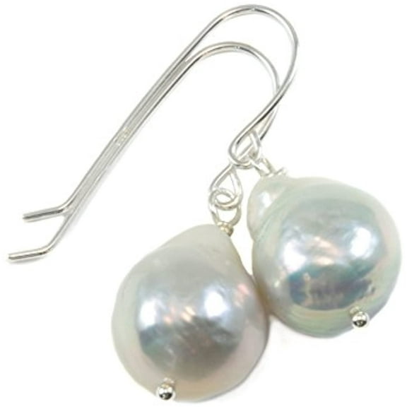 Spyglass Designs Sterling Silver Baroque Dangle White Pearls Earrings for Women Cultured Pearls