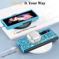 thumbnail image 4 of Dteck Samsung Galaxy Z Fold 3 Case, Ultra-Thin Sparkling Bling Glitter PC Hard Phone Case Protective Cover for Samsung Galaxy Z Fold 3 5G, Blue, 4 of 6
