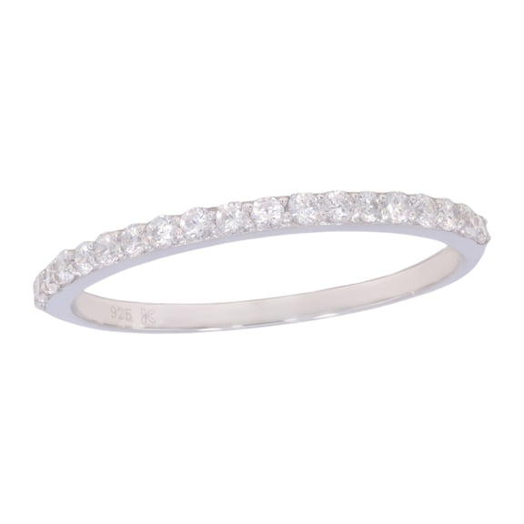 KEEVA JEWELS 2.00 MM White Cubic Zirconia Half Eternity Wedding Band for Women, Made in 925 Sterling Silver Size 8