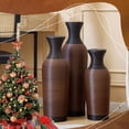 thumbnail image 3 of Hand-Woven PVC Rattan Vases Set of 3,GreyBrown and Beige Striped Floor Vases for Home Decor, 3 of 7