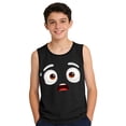 thumbnail image 4 of ITSAME Kids Boys Tank Tops, Funny Face Print Round Neck Active Fit Summer Stylish Casual Sleeveless Shirt Black 6T, 4 of 6