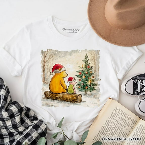 Pooh Bear Christmas With Friends T-Shirt, Cozy Heartwarming Holiday Tee