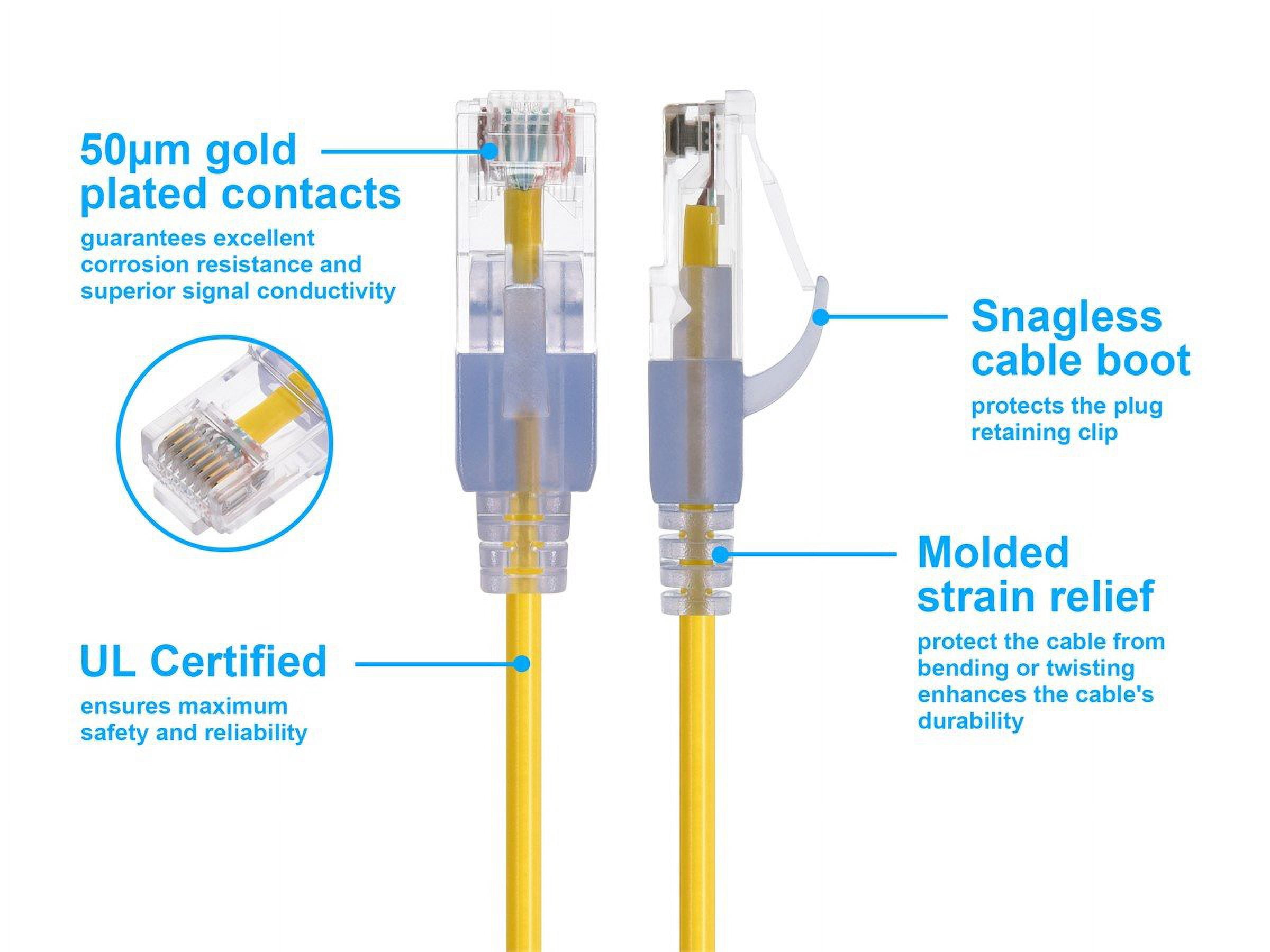Monoprice Cat6A Ethernet Patch Cable - 5 Feet - Yellow (10 Pack) Snagless RJ45 550Mhz UTP Pure Bare Copper Wire 10G 30AWG - SlimRun Series