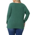 thumbnail image 3 of Blusas de túnica casual de manga larga con cuello cuadrado y botones laterales para mujeres de tallas grandes Agnes Orinda 1X Verde, 3 of 6