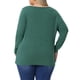 thumbnail image 3 of Blusas de túnica casual de manga larga con cuello cuadrado y botones laterales para mujeres de tallas grandes Agnes Orinda 3X verde, 3 of 6