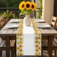 thumbnail image 5 of Yellow Plumeria Blossom Flower Table Runner-36 Inch Long Rustic Floral Minimalist Style Table Runners Linen Burlap Tablerunner for Kitchen Dining Room Holiday Party, 5 of 9