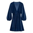 thumbnail image 5 of BangWanChi Casual Dresses for Women Dresses for Women Sexy Dresses for Women Fashion Women Casual Dress V-Neck Long Sleeve Canary Velvet Dress Long Waist Dress, 5 of 6
