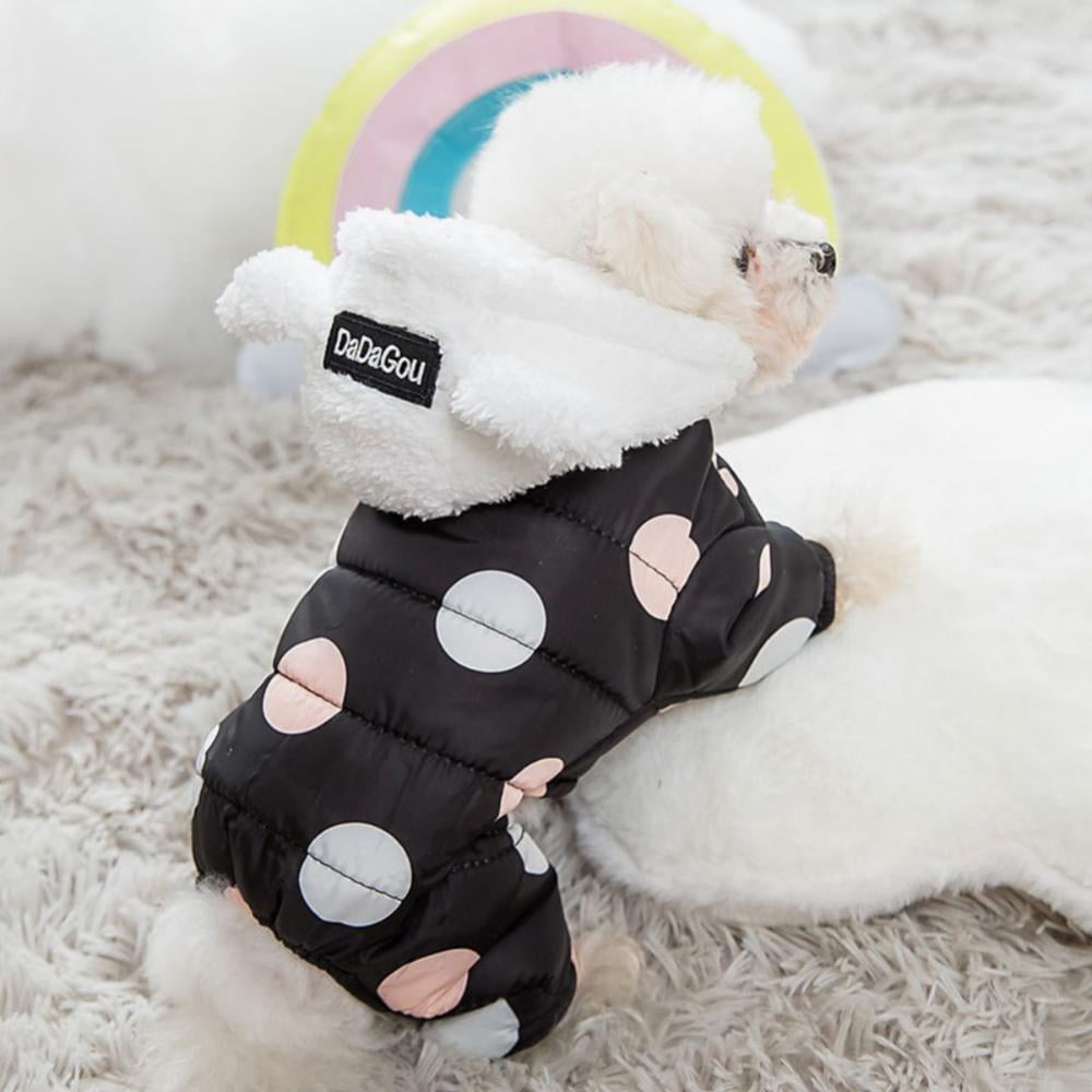 Dog Pet Four-Legged Cotton Coat Waterproof Plush Warm Dog Clothes Winter Warm Dog Coat Cat Pet Jumpsuit Dress Clothes