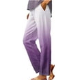 thumbnail image 2 of LEBONYARD Womens Plus Size Clearance $5,Pants for Women Dressy Casual,Women'S Spring Printed Elasticated Waist Full Length Casual Pants Nine-Point Pants Purple L, 2 of 5