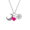 thumbnail image 2 of Delight Jewelry Silvertone Large Swirl Man in Moon - Hot Pink Heart Nurse Strong Zoe Necklace, 2 of 4