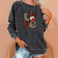 thumbnail image 1 of Offres de Liquidation! Aqestyerly Hauts de Noël pour Femmes Liquidation Mode Femmes Col Rond T-Shirt à Manches Longues Imprimé Chandail en Molleton Blouse Hauts, 1 of 5