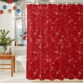 thumbnail image 6 of Christmas Flowers Shower Curtains for Bathroom, Winter Floral Plant Deep Red Linen Waterproof Fabric Shower Curtain for Bathroom Bathtub Decoration, Machine Washable, 72"x84", 6 of 9