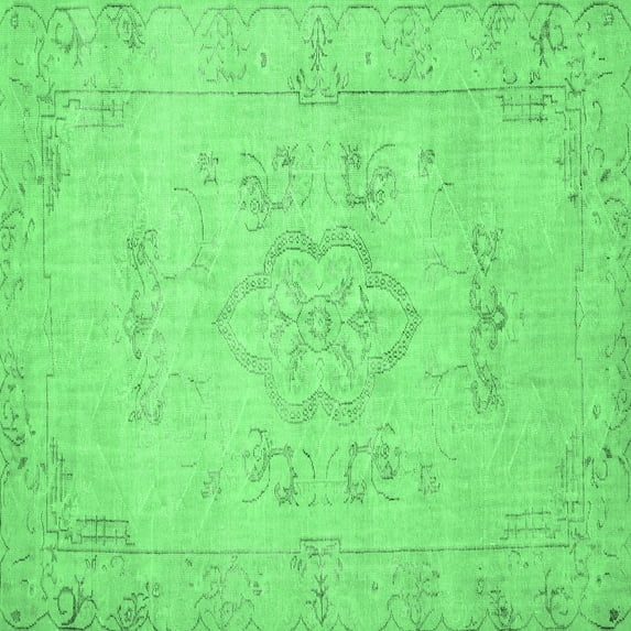 Ahgly Company Indoor Square Persian Emerald Green Traditional Area Rugs, 5' Square