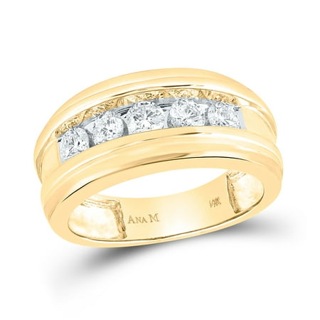 Men's Solid 14kt Yellow Gold Round Diamond Wedding Channel Set Band Ring 1 Cttw Ring Size 11