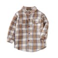 thumbnail image 1 of Gibobby blusas aesthetic Niños pequeños bebés niños niñas camisa de franela chaqueta a cuadros manga larga solapa botón abajo otoño camisa abrigo prendas de vestir （Beige， 4-5 Años), 1 of 4