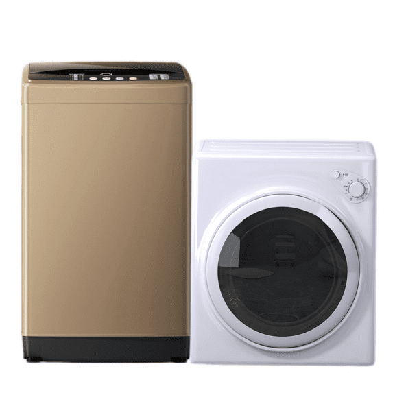 TABU Portable Washer and Dryer Set, 19LBS Compact Washing Machine & 13LBS Compact Dryer (Brown&White)