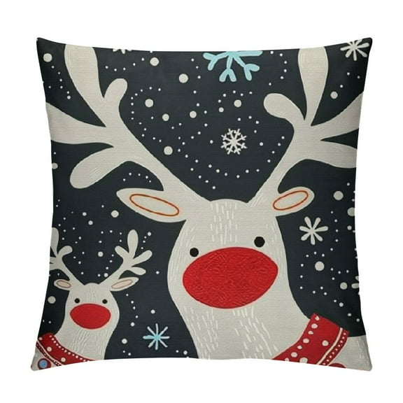Qinduosi Black Christmas Pillow Covers of Rustic Xmas Snowflakes Outdoor Decorative Throw Pillows Farmhouse Winter Themed Pillowcases Cushion Case Decor for Sofa Couch Bed White