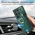 thumbnail image 6 of ELEHOLD Back Wallet Case for Samsung Galaxy S24 Ultra Premium PU Leather Credit Card Slots Strong Magnetic Compatible with Magnetic Car Mount Holder Finger Ring Holder Stand Drop Protection Case,green, 6 of 8