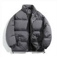 thumbnail image 3 of Chiccall Men's Puffer Jacket Plus Size Winter Stand Collar Quilted Jacket Thickened Snap Zip Up Puffy Coat with Pocket, 3 of 8