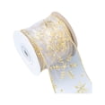 thumbnail image 3 of Christmas Wired Edge Ribbons Durable 9M Comfortable to Touch Cute DIY Crafts White Gold Pattern, 3 of 9