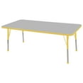 thumbnail image 1 of 30in x 60in Rectangle Everyday T-Mold Adjustable Activity Table Grey/Yellow - Standard Ball with Six 14in Stack Chairs Yellow - Ball Glide, 1 of 2