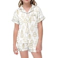 thumbnail image 3 of Bjutir Girl Pajamas Casual Christmas Printed Button Down Collar Short Sleeve Top Shorts Pajama Set Crew Neck Cute Print Kids Sleepwear,2-3 Years, 3 of 5