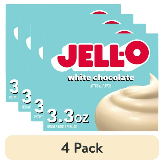 (4 pack) Jell-O White Chocolate Instant Pudding & Pie Filling Mix, 3.3 oz Box