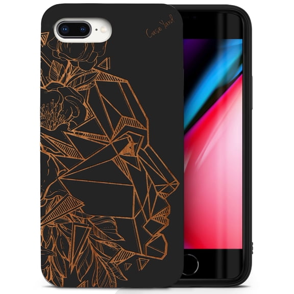 Case Yard Wooden Case for iPhone-8-Plus Soft TPU Silicone cover Slim Fit Shockproof Wood Protective Phone Cover for Girls Boys Men and Women Supports Wireless Charging Beautiful Mind Design