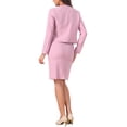 thumbnail image 3 of INSPIRE CHIC Business Skirt Suit Set for Women 2 Piece Office Work Open Front Cropped Blazer Jacket Pencil Skirt XL Pink, 3 of 6