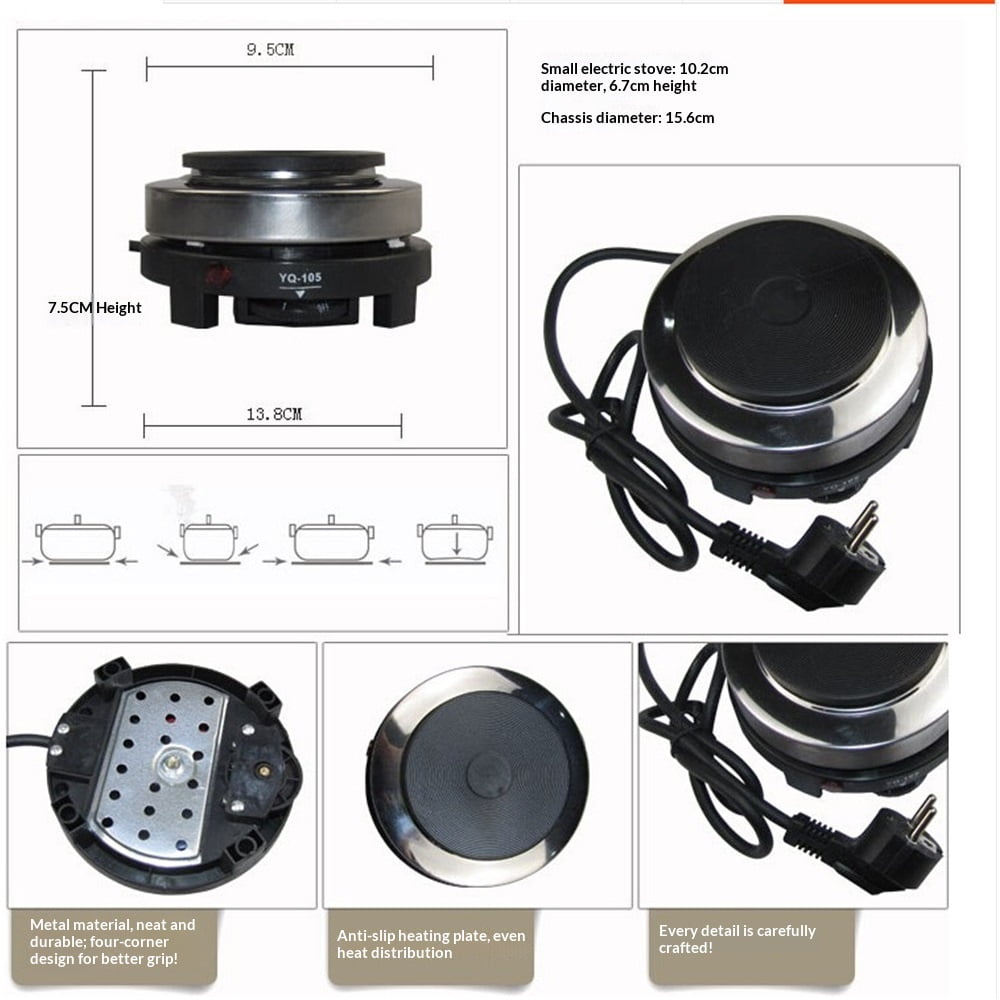 Small Hot Plate Mini Hot Plate, 500W Hot Plate Electric Single Burner Mini Portable Stove Cooktop Coffee Heater Cooking Water Heat Adjustable Temperature for Camping Kitchen Moka Pot 110V