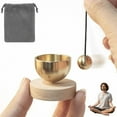 thumbnail image 3 of Mini Singing Bowl Set with Clear Healing Tones - Calming for Christmas & Winter Yoga & Meditation, Brass Bowl for Stress Relief, Spiritual Holiday Gift & Home Decor, Beechwood Handheld, Brown, 3 of 7