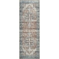 thumbnail image 4 of Bloom Rugs Washable Non-Slip 7 ft Runner - Terracotta / Blue Traditional Oriental Runner for Entryway, Hallway, Bathroom, and Kitchen - Exact size: 2'6" x 7', 4 of 10
