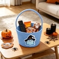 thumbnail image 4 of BSJJY Blue Halloween Candy Basket 7.9x5.5 Inch, Reversible Fabric Treat Bucket with Handle, Cute Print Prank or Treat Bag, 4 of 6