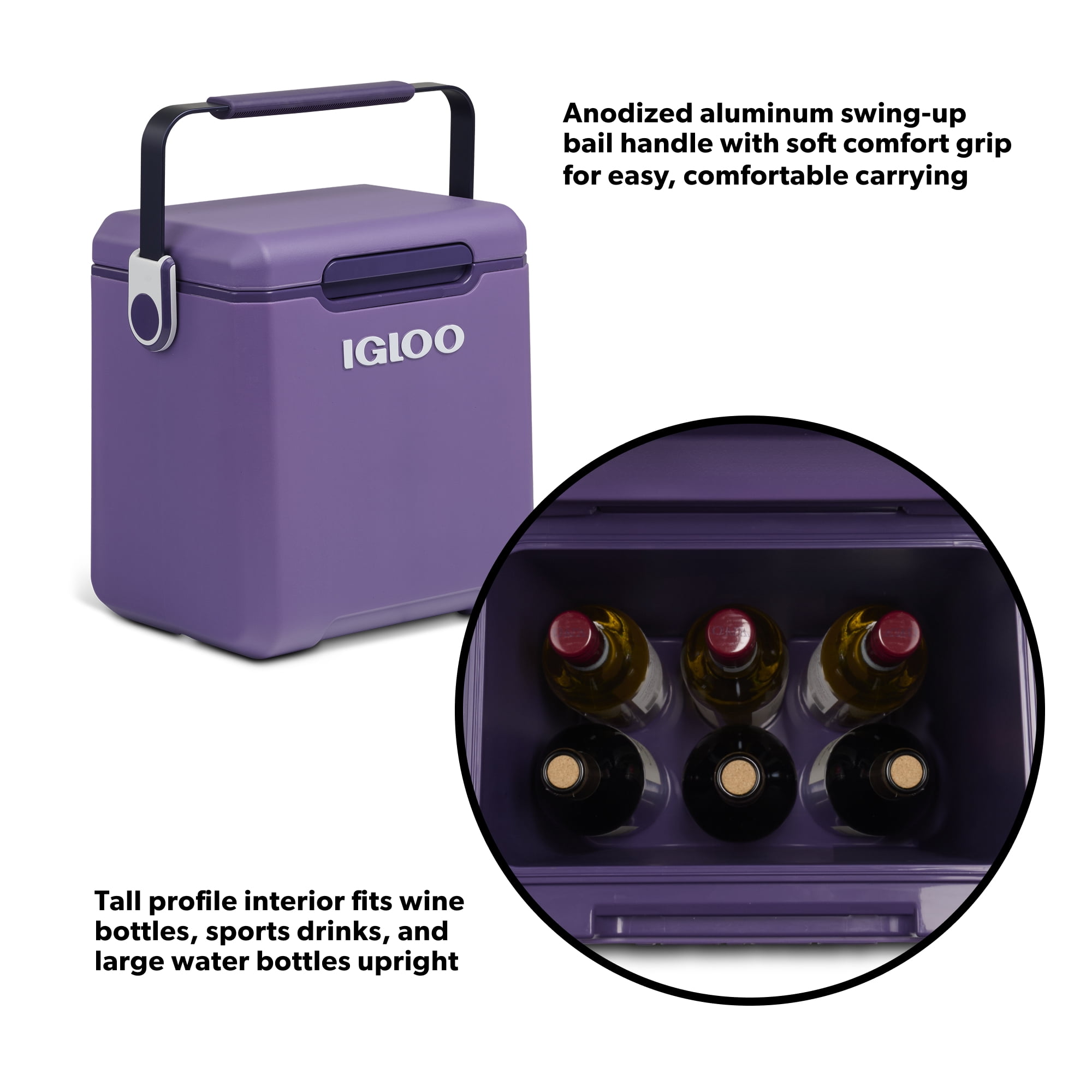 Igloo Tag-a-Long Too Highrise 19 QT Hard-Sided Cooler, Dusted Grape
