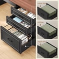 thumbnail image 5 of SEDETA 70.9" L Shaped Standing Desk with Storage, Convertible Height Adjustable Electric Sit Stand Desk with File Drawers, Cabinet, Monitor Shelf & Charging Port, Black+Brown, 5 of 9