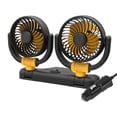 thumbnail image 2 of Ventilador plegable de doble cabezal para coche, accesorio giratorio de 360 ​​grados, portátil, para refrigeración de coche. Amarillo 12V, 2 of 9