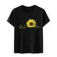 thumbnail image 4 of USSUMA Sunflower Print T-Shirts for Women Trendy Funny Teens Cute Graphic Women's Shirts and Blouses Short Sleeve Women Tops Dressy Casual Summer Round Neck Plus Tunics Beach, 4 of 7