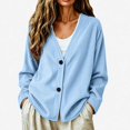 thumbnail image 4 of GEWSEY Women Corduroy Button Down Shacket Jacket V Neck Long Sleeve Casual Oversized Lightweight Cardigan Coat with Pockets (Sky Blue, L), 4 of 9