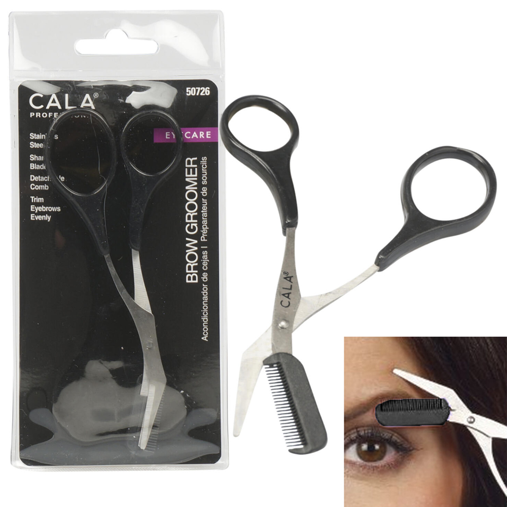 2 X Eyebrow Groomer Pro Trimmer Comb Scissors Cosmetic Stainless Steel