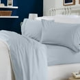 thumbnail image 4 of Great Bay Home Cotton Sateen Crisp and Cool Crisp Sheet Set  (King, Sky Blue), 4 of 7
