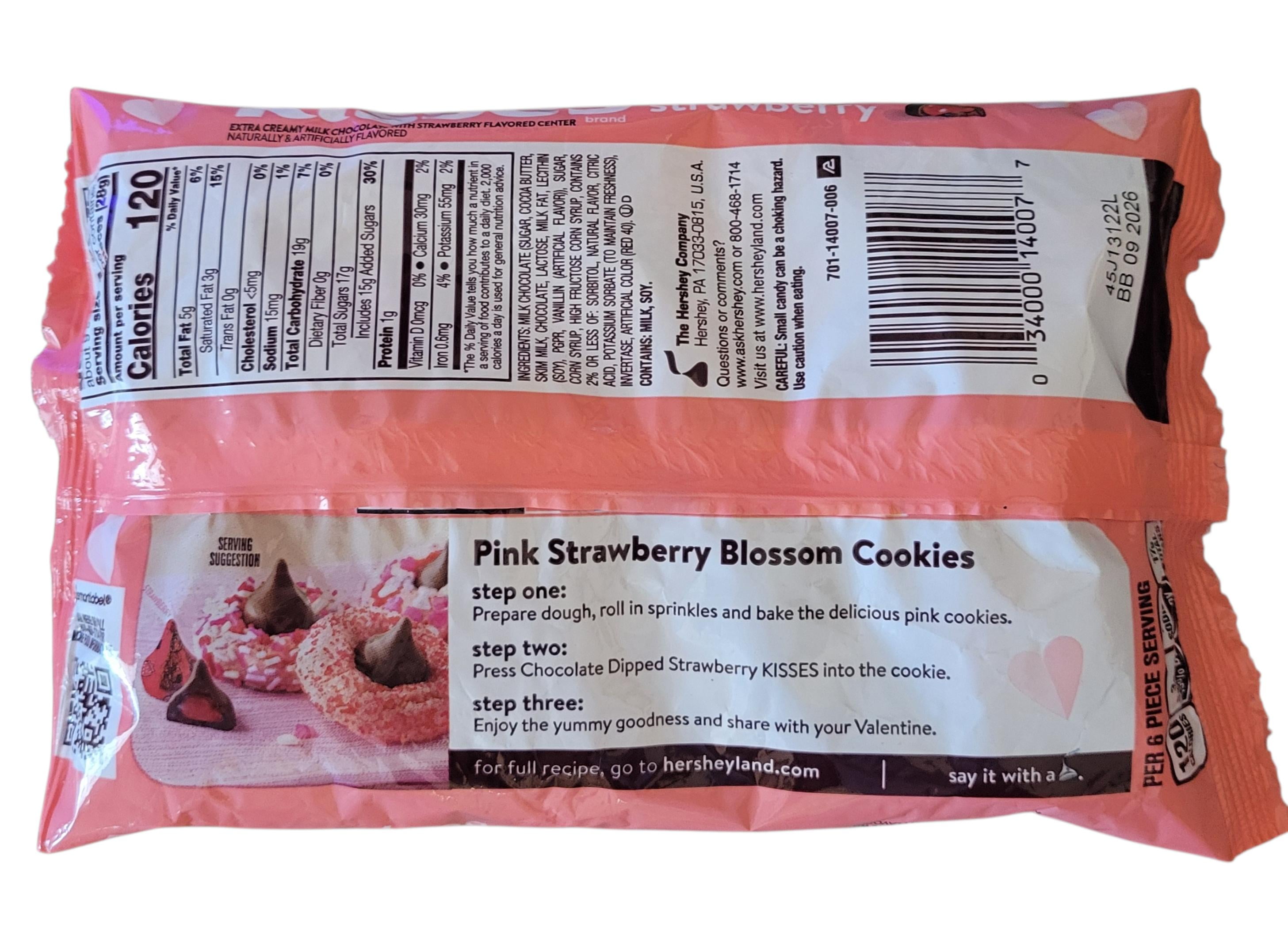 Valentine's Hershey's Kisses Milk Chocolate Dipped Strawberry 9 oz Bag - Pack of 2