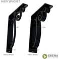 thumbnail image 5 of Ekena Millwork 2"W x 10"D x 12"H Avery Wrought Iron Bracket, (Triple center brace) (6-Pack), 5 of 5