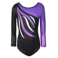 thumbnail image 2 of Leotardos de gimnasia para niñas - Shiny Waves Dance Ballet Unitard de manga larga - Premium de secado rápido y tela suave 8 (7-8 años) Soledad Niñas gimnasia leotardos, 2 of 10