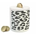 thumbnail image 2 of Safari Piggy Bank, Leopard Cheetah Animal Print Kiss Shape Lipstick Mark Dotted Trend Art, Ceramic Coin Bank Money Box for Cash Saving, 3.6" X 3.2", Charcoal Grey Pink, by Ambesonne, 2 of 4
