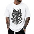 thumbnail image 4 of XIAONU Celtic Wolf Print T Shirt for Men Short Sleeve Crew Neck Casual Tops, 4 of 4
