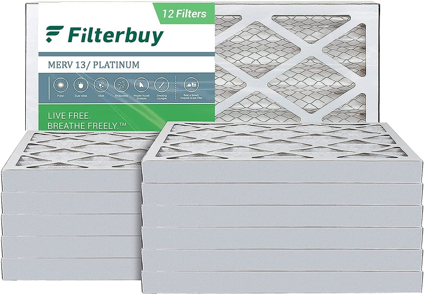 14x25x2 MERV 13 Pleated AC Furnace Air Filters Case of 12 